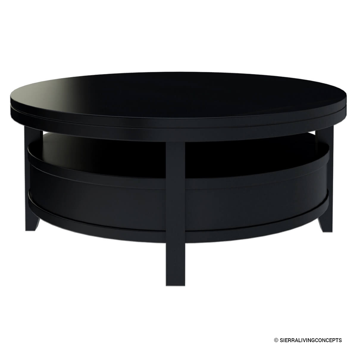 Toledo Solid Wood Black Modern Round Coffee Table Image